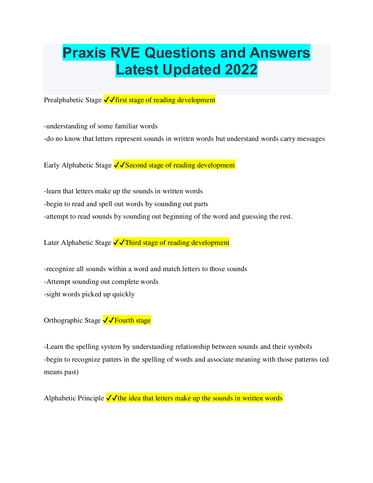 Preview image for Praxis RVE Questions and Answers Latest Updated 2022